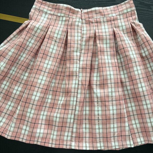 Sim & Sam Pink Plaid Knee Length Skirt Size Small EUC - Picture 4 of 6
